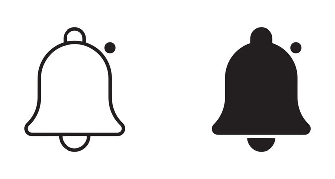 Black and white bell icon bell icon set Vector, illustration
