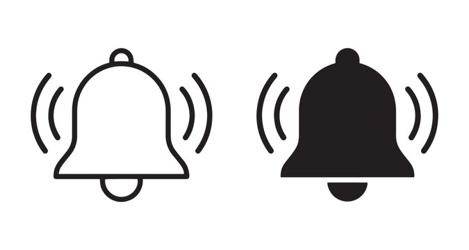 Bell icon ringing symbol with sound waves Vector, illustration