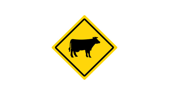 Cattle Crossing Traffic Sign Vector