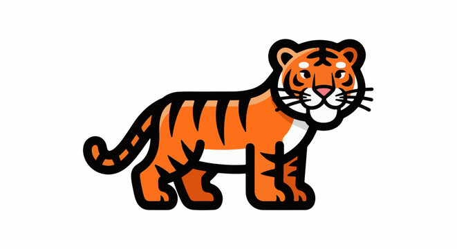 A cartoon tiger with orange and black stripes