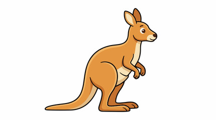 Fototapeta premium A cartoon illustration of a kangaroo standing on its hind legs and looking to the right