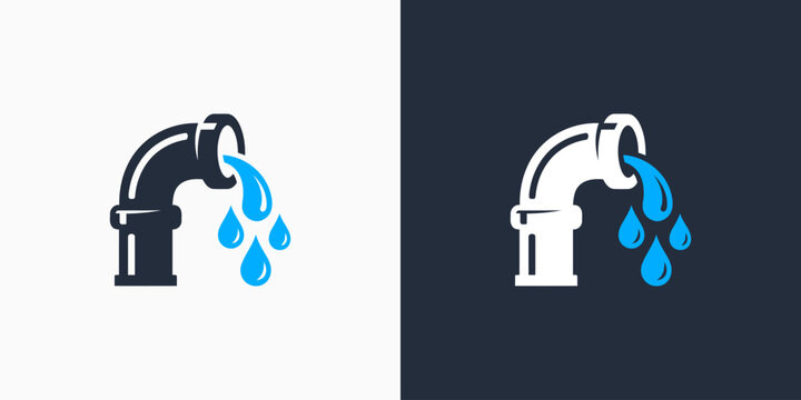 Abstract pipe line vector logo design with letter P and water droplets in a modern, simple, clean and abstract style. Icon for business, plumbing and personal branding.