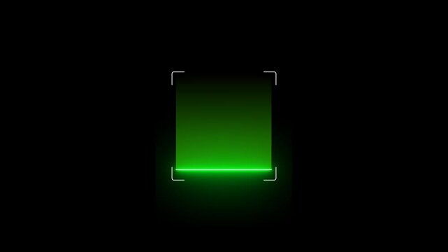 Approved scan QR code with glow green bar scanner on transparent background.  Scan sign, QR scan interface, QR Code Scanner on transparent, quick response code scanning green bar animation