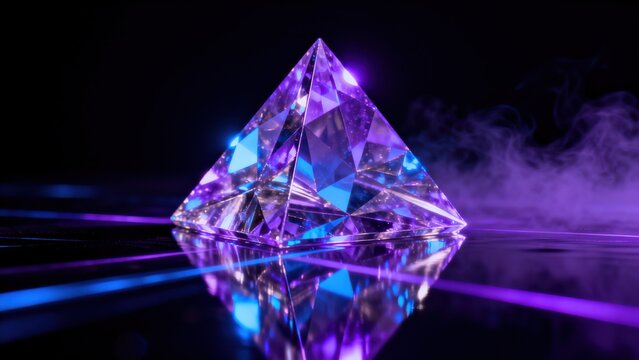 Pyramid shaped crystal with glowing light