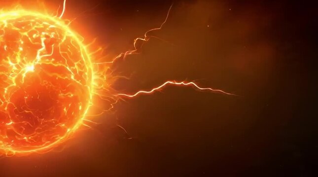 A close-up view of a glowing sun with solar flares erupting in the vastness of space, showcasing celestial energy and cosmic phenomena