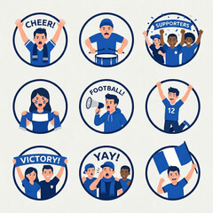 Fototapeta premium Soccer Supporters Celebration Flat Icon Collection