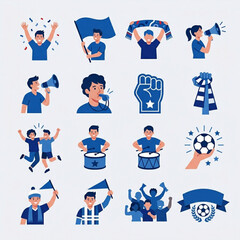 Fototapeta premium Soccer Supporters Celebration Flat Icon Collection