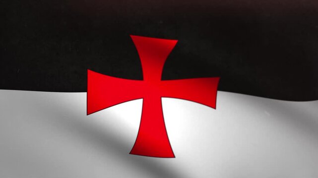 Knights Templar Flag Waving Seamless Loop