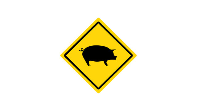 Pig Crossing Traffic Sign Vector