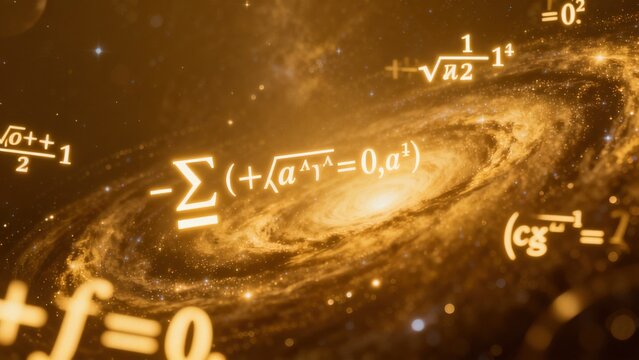 Galaxy with mathematical equations