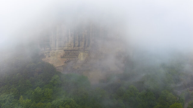 Maijishan Grottoes Tianshui Gansu in Mist and Rain