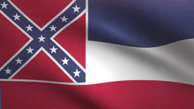 Mississippi State Flag Waving Seamless Loop