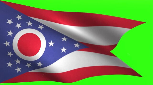 Ohio State Flag Waving Seamless Loop