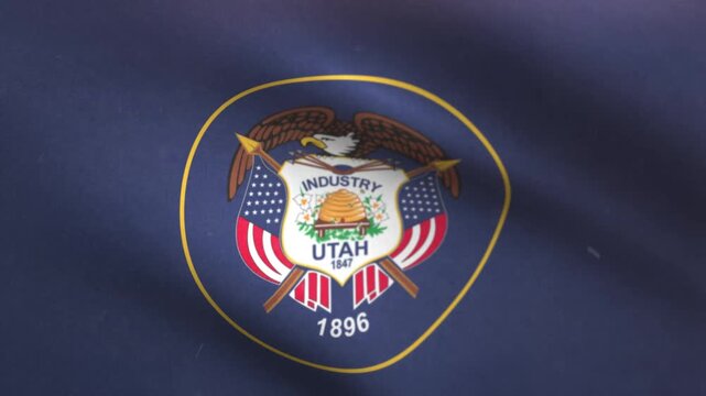 Utah State Flag Waving Seamless Loop