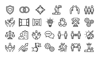 Fototapeta premium Settings Line Icons Set with Configuration Preferences Control Panel and Editable Stroke Symbols Vector