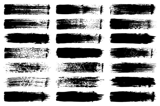 Grunge black paint strokes on white background.