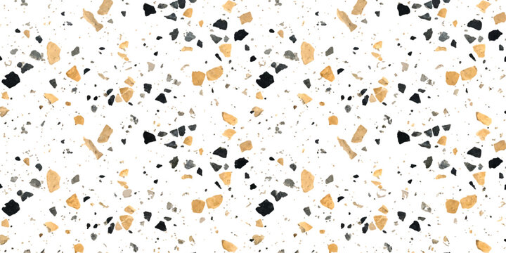 Abstract terrazzo pattern with colorful stone chips and geometric shapes