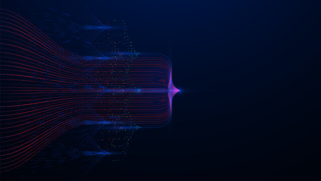 Digital Big data and AI visualize data connections. Vector Illustration.
