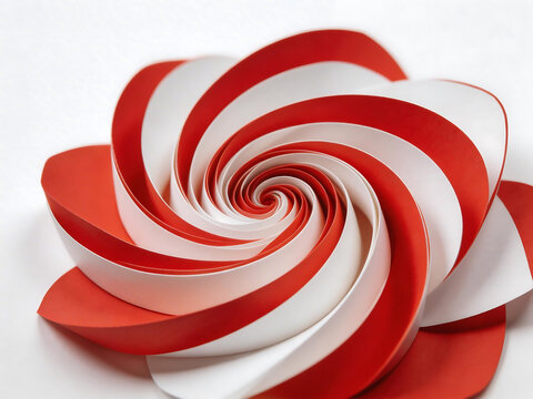 Red and white paper spiral flower