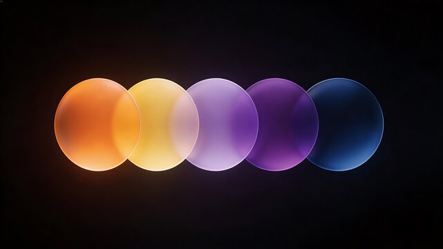 Colorful overlapping spheres on dark background