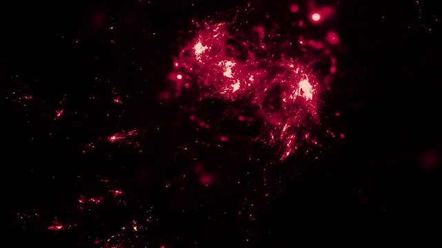 Flowing Red Sparkling Background on the Dark Black 4k Video