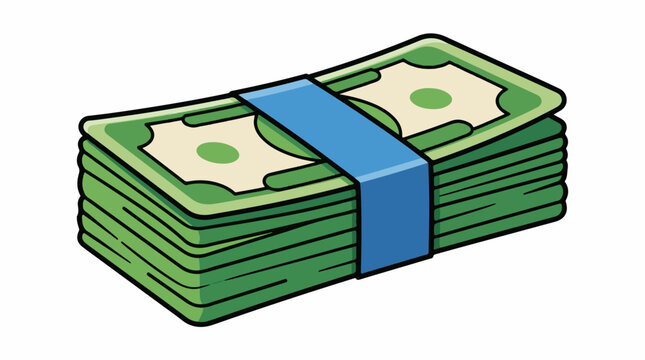 A stack of green bills with a blue band