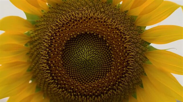 Detailed view of a sunflower's golden center with intricate spiral patterns