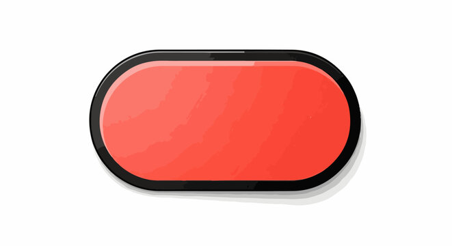 A red oval shape with a black border
