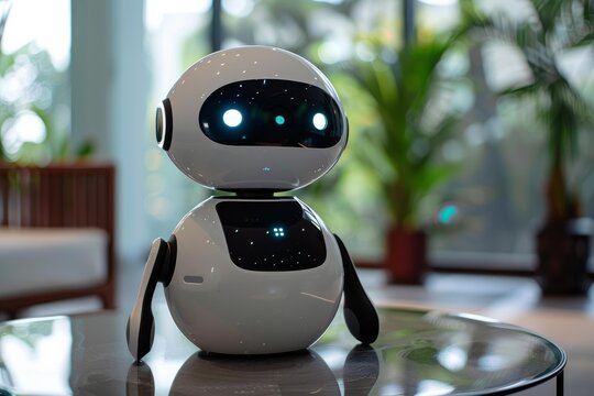Personal robot providing assistance in contemporary office setting, showcasing advancements in robotics and ai