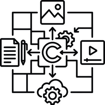 Content creation and copyright management line icon