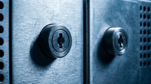 Macro Detail of Physical Keyholes on HSM Server Panel