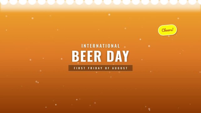 International Beer Day motion graphic with bubbling beer background and foam