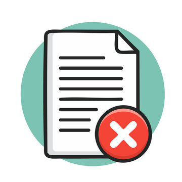 Document with red cross mark icon