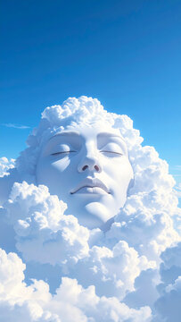Deusa branca nas nuvens celestiais