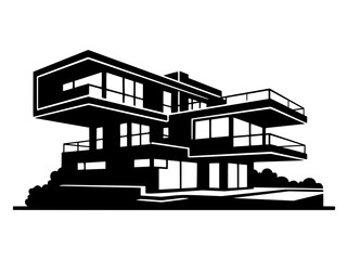 Obraz premium Modern Minimalist House Architecture Vector Illustration