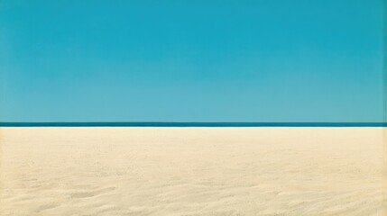 Fototapeta premium Endless horizon of serene blue sky meeting a golden sandy beach