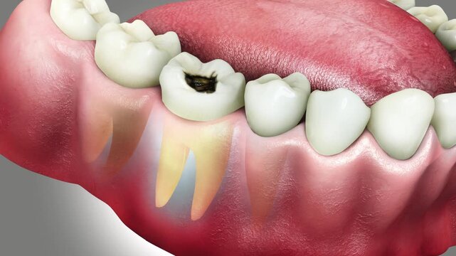 Endodontic root canal infection process-Medically approved 3D dental animation.