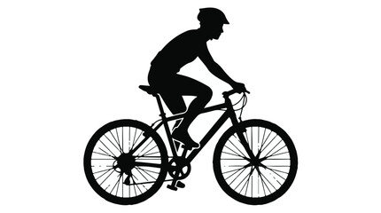 Obraz premium Cyclist riding bicycle in motion silhouette profile view on white background sports fitness recreation