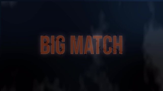 Fast-moving soccer ball through dark smoky atmosphere revealing Big Match text. Dramatic sports intro with high-energy movement and moody color palette.