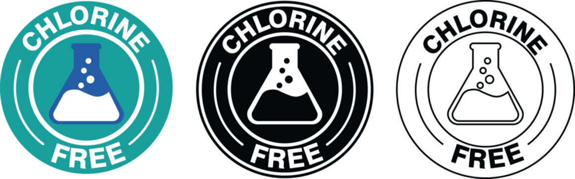 Chlorine free label. vector badge of chloride and phosphate free illustration for product packaging logo, sign, symbol, social post and emblem vector illustration 
