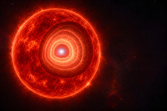 Red supergiant cutaway revealing layered stellar core