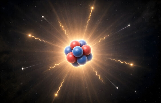 Glowing Helium Four Nucleus in Stellar Fusion