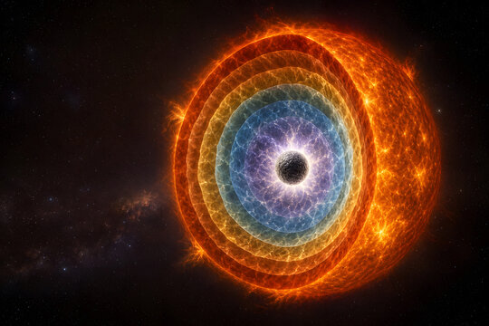 Cutaway massive star with forming nickel iron core