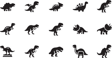 Dinosaur Icons Set: Silhouette Collection of Prehistoric Reptile Species © Vector 4 You