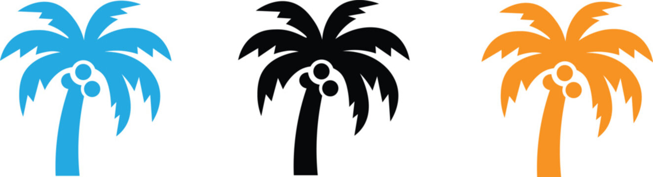 Palm tree icon tree tropical plants tropical palm trees palm trees with coconuts leaves green palm trees palm trees with fruit