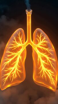 Glowing Lungs with Branching Airways Illuminated by Internal Light