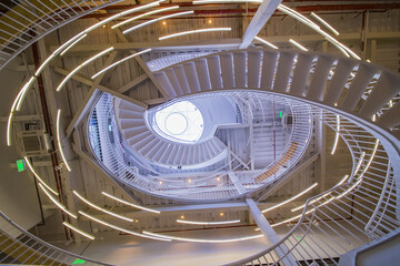 Modern Spiral Staircase with Neon Lighting - Abstract Architecture Art © PhanThi