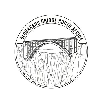 Bloukrans Bridge South Africa Landmark Line Art Emblem