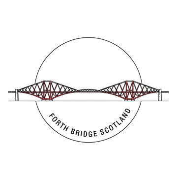 Forth Bridge Scotland Landmark Icon - Vector Illustration