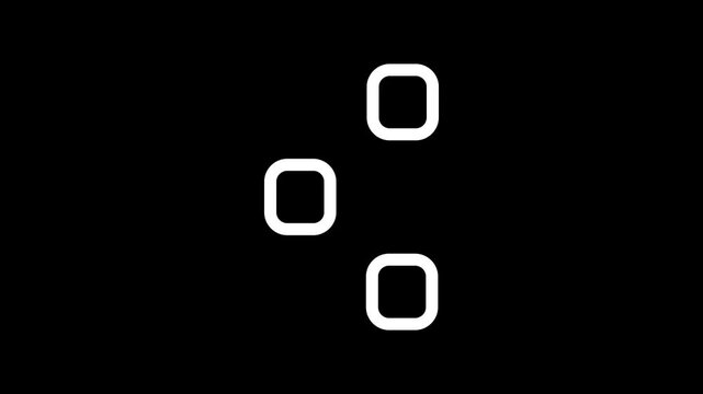 White flowchart diagram with three rounded squares and connecting lines on a black background Keywords: flowchart, diagram, process, workflow, connection, link, step, progress, structure